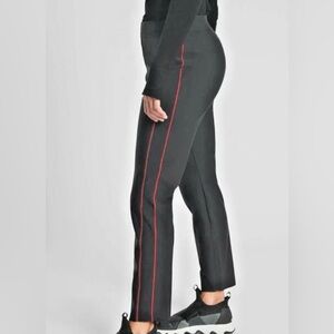 Athleta Black Stellar Novelty Trouser Pants With Red Side Stripe Women's Size 2